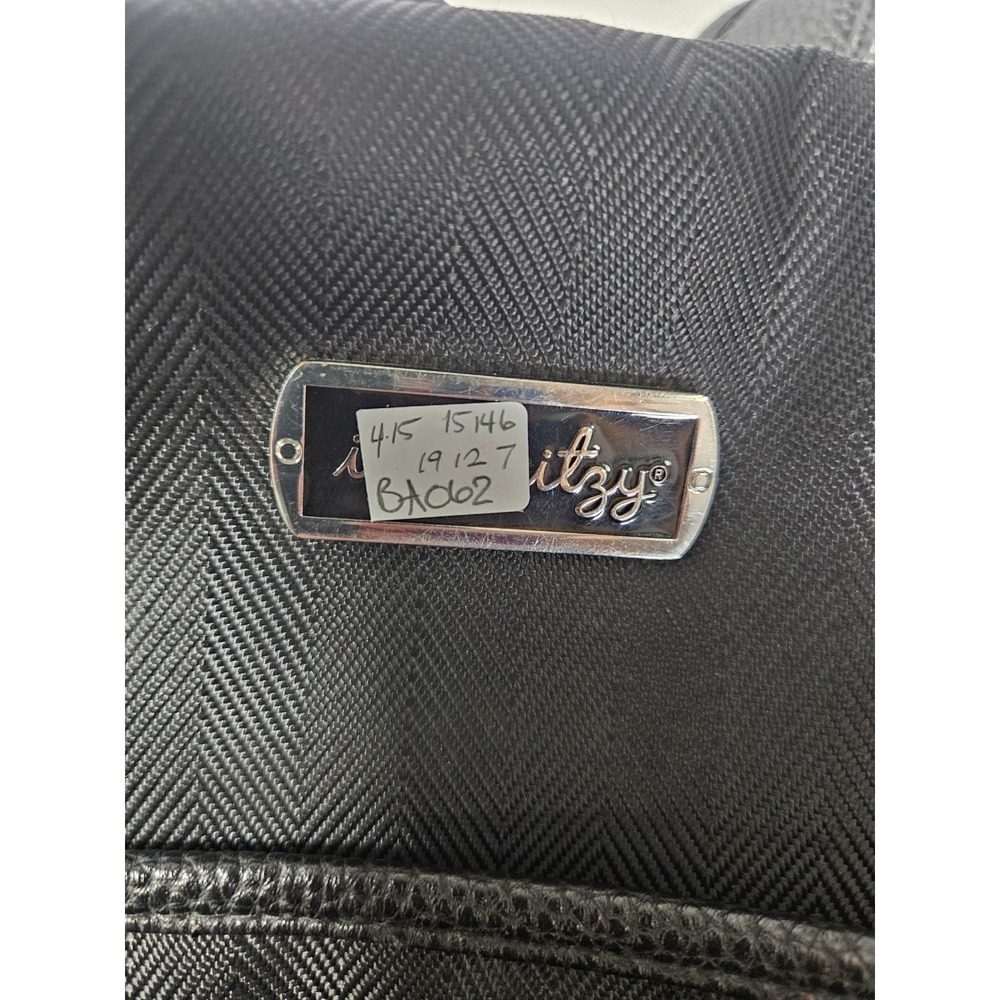 Itzy Ritzy Boss Backpack Diaper Bag Black Herringbone Vegan Leather Tassel - Picture 12 of 12